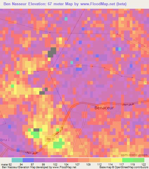 Ben Nasseur,Algeria Elevation Map