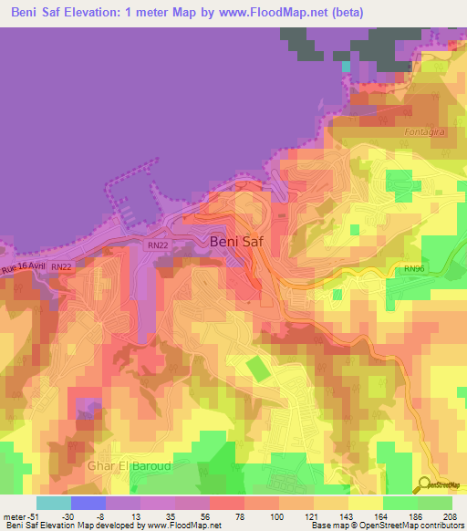 Beni Saf,Algeria Elevation Map