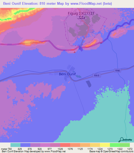 Beni Ounif,Algeria Elevation Map