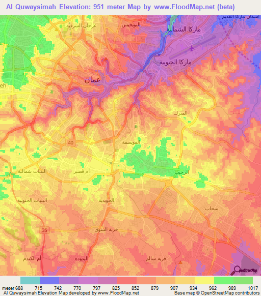 Al Quwaysimah,Jordan Elevation Map