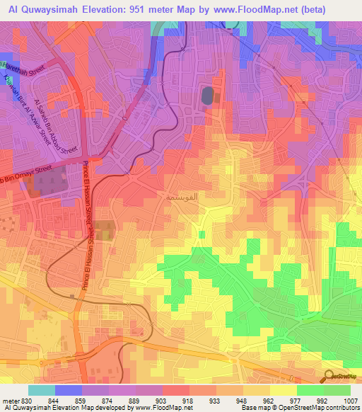 Al Quwaysimah,Jordan Elevation Map