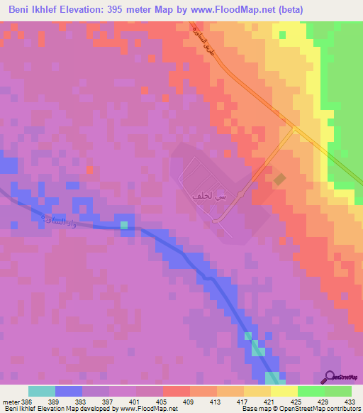 Beni Ikhlef,Algeria Elevation Map