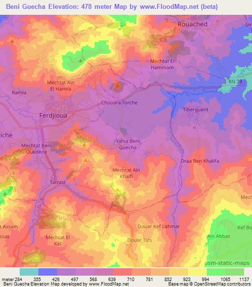Beni Guecha,Algeria Elevation Map