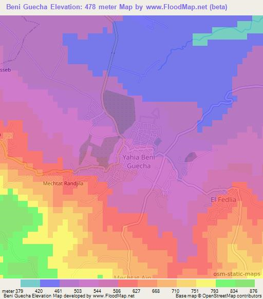 Beni Guecha,Algeria Elevation Map