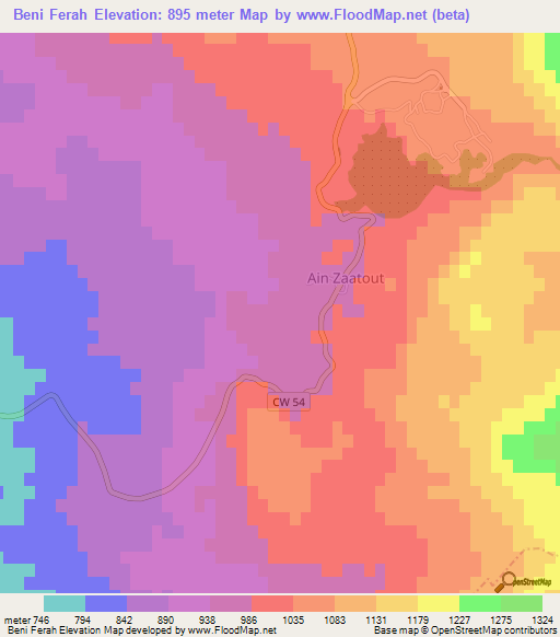 Beni Ferah,Algeria Elevation Map