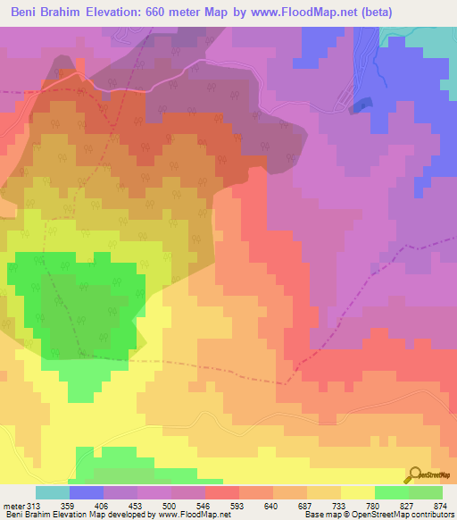 Beni Brahim,Algeria Elevation Map