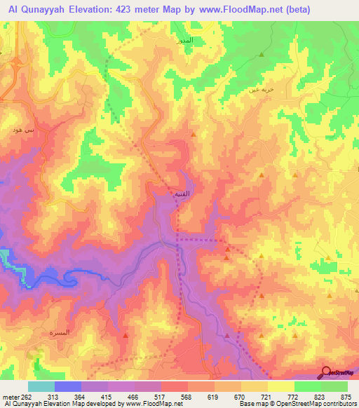 Al Qunayyah,Jordan Elevation Map