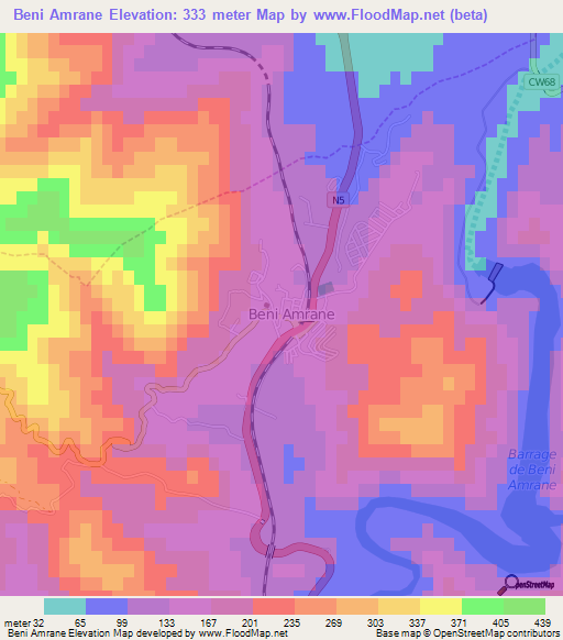 Beni Amrane,Algeria Elevation Map