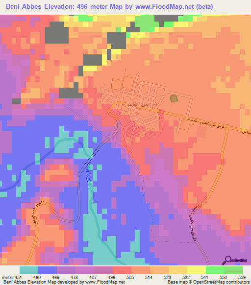 Beni Abbes,Algeria Elevation Map
