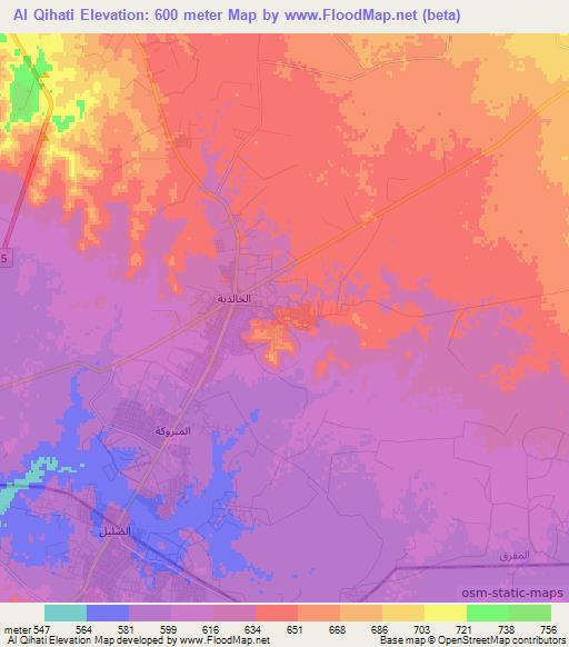 Al Qihati,Jordan Elevation Map
