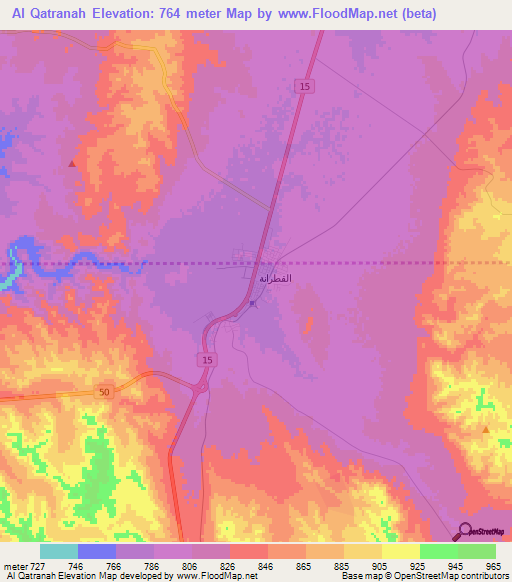 Al Qatranah,Jordan Elevation Map