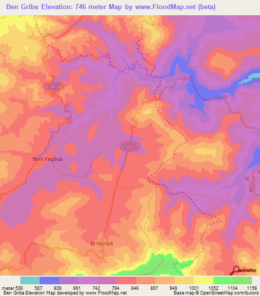Ben Griba,Algeria Elevation Map