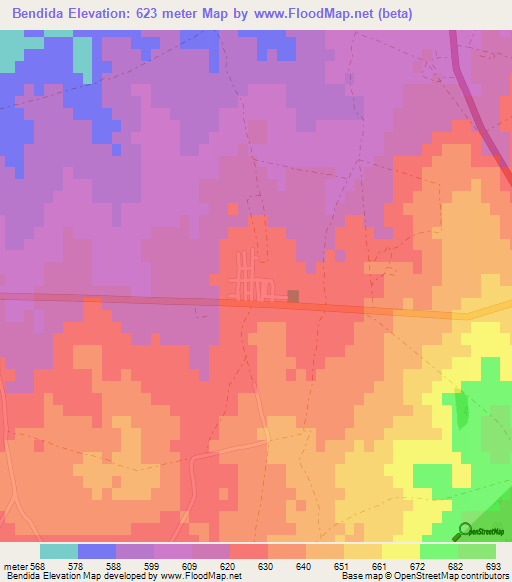 Bendida,Algeria Elevation Map