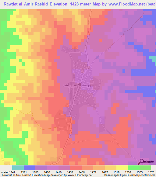 Rawdat al Amir Rashid,Jordan Elevation Map