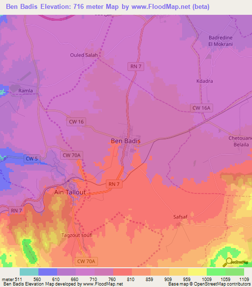 Ben Badis,Algeria Elevation Map