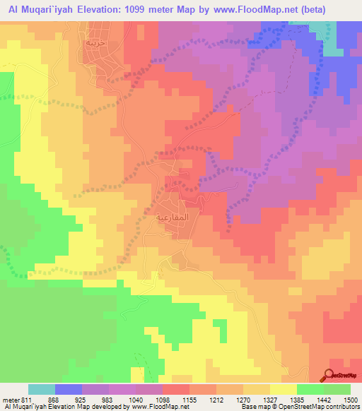 Al Muqari`iyah,Jordan Elevation Map