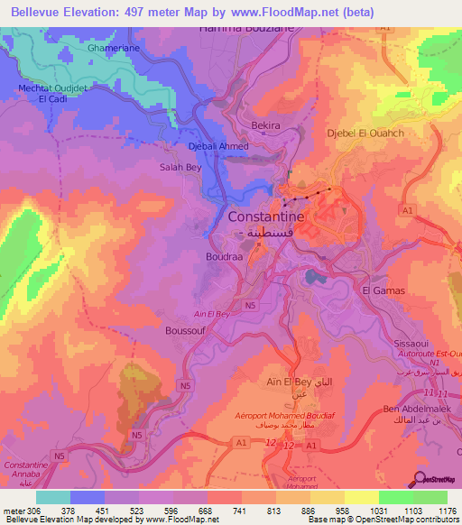 Bellevue,Algeria Elevation Map