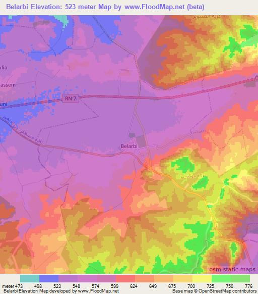 Belarbi,Algeria Elevation Map