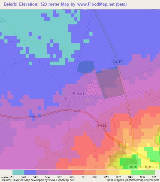 Belarbi,Algeria Elevation Map