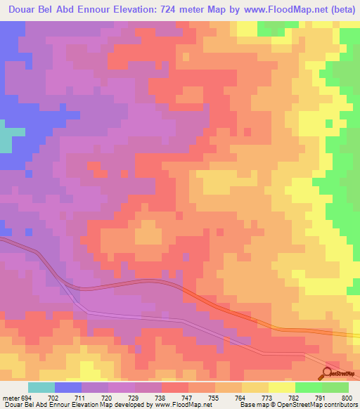 Douar Bel Abd Ennour,Algeria Elevation Map