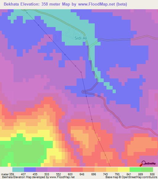 Bekhata,Algeria Elevation Map