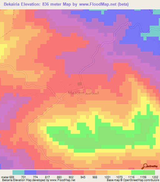 Bekairia,Algeria Elevation Map