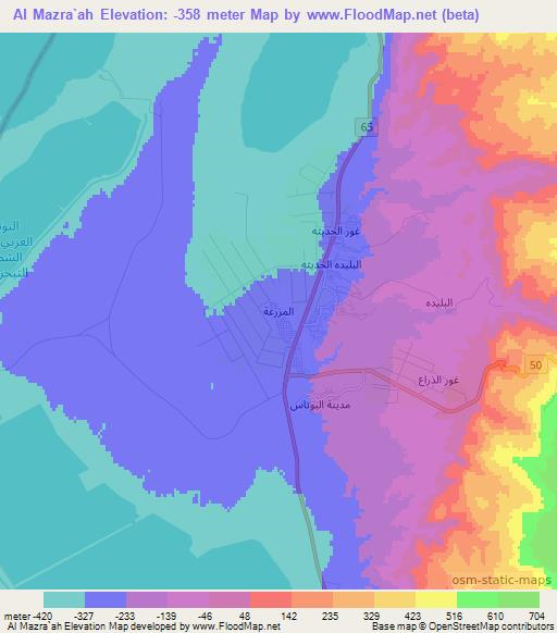 Al Mazra`ah,Jordan Elevation Map