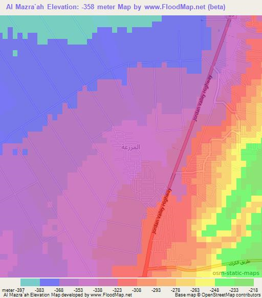 Al Mazra`ah,Jordan Elevation Map
