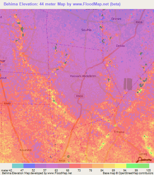 Behima,Algeria Elevation Map
