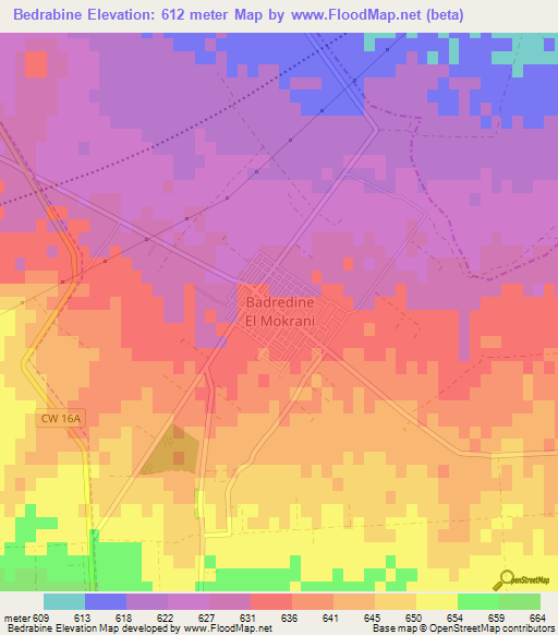 Bedrabine,Algeria Elevation Map