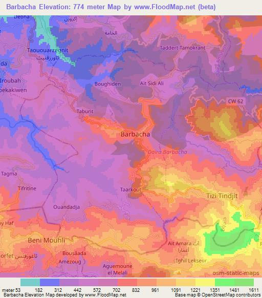 Barbacha,Algeria Elevation Map