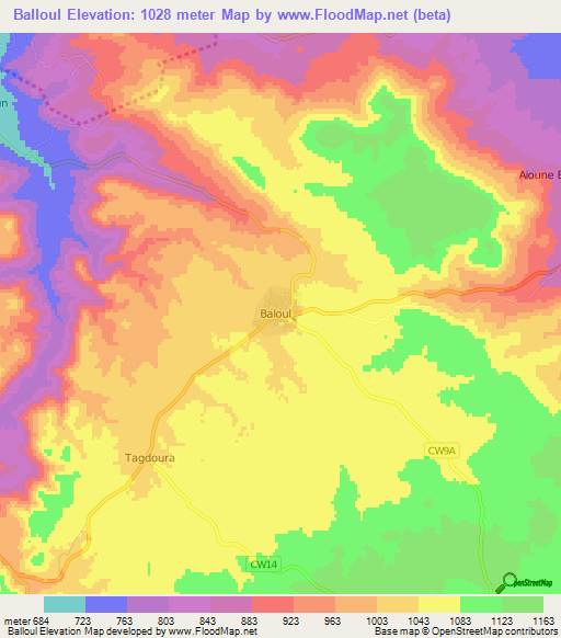 Balloul,Algeria Elevation Map