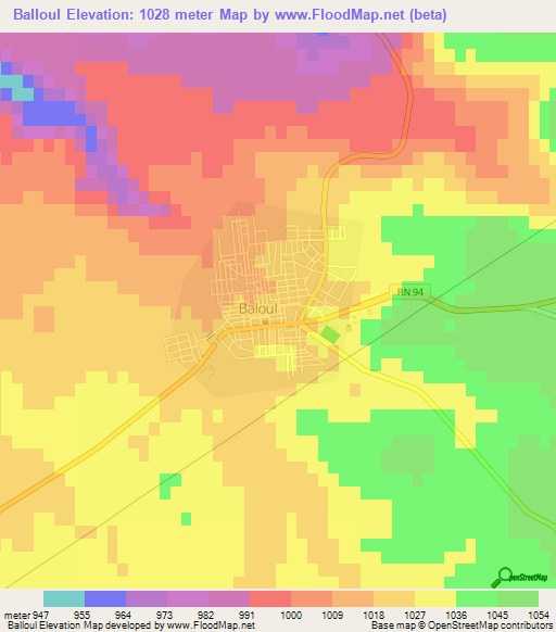 Balloul,Algeria Elevation Map