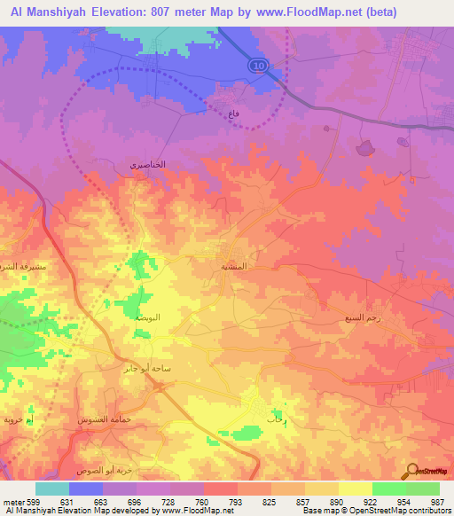 Al Manshiyah,Jordan Elevation Map