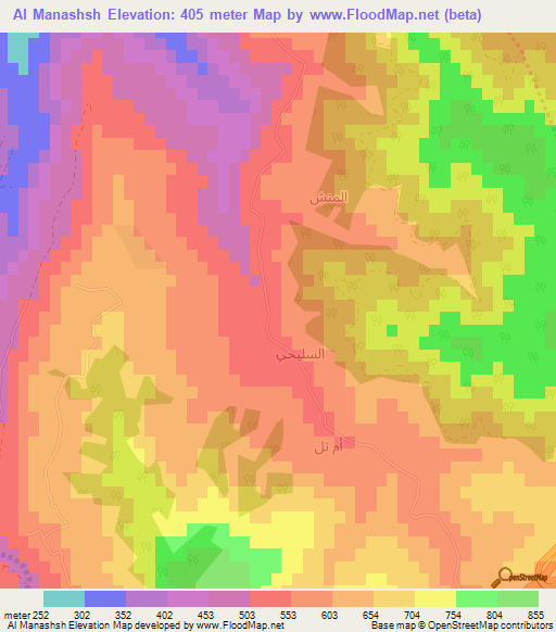 Al Manashsh,Jordan Elevation Map