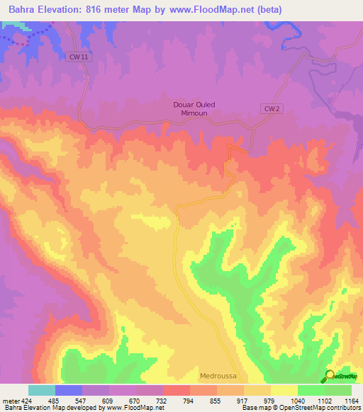 Bahra,Algeria Elevation Map