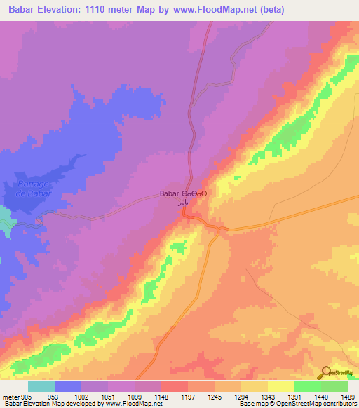Babar,Algeria Elevation Map