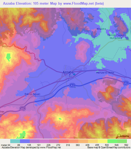 Azzaba,Algeria Elevation Map