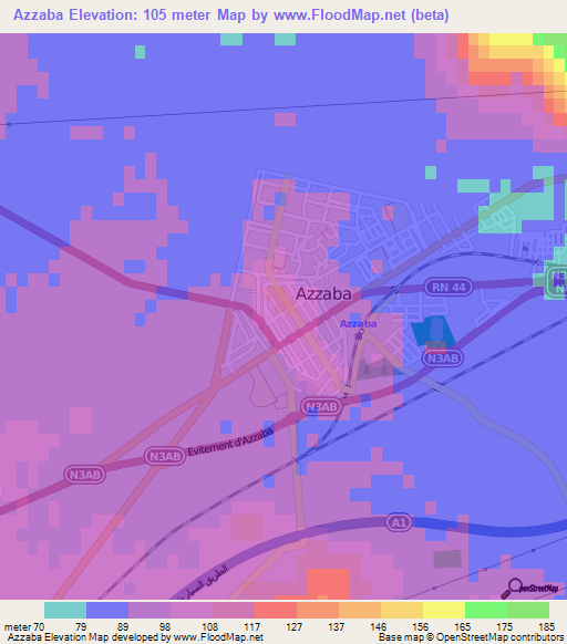 Azzaba,Algeria Elevation Map