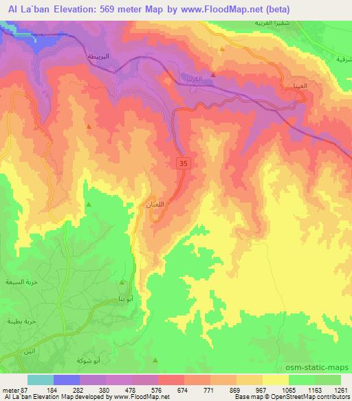 Al La`ban,Jordan Elevation Map