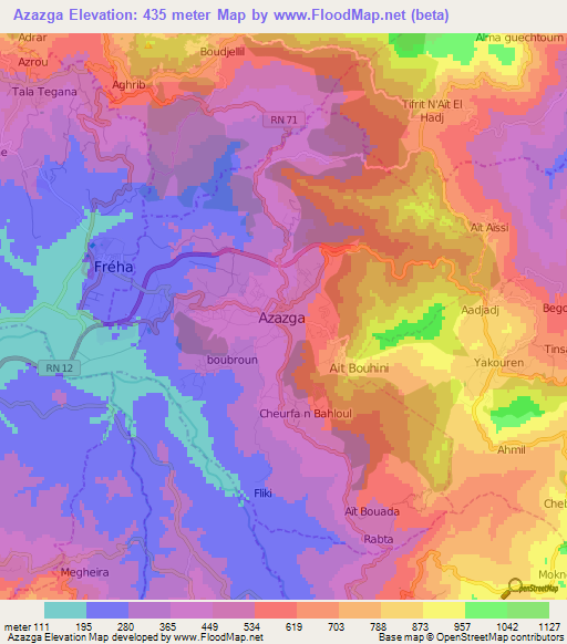 Azazga,Algeria Elevation Map