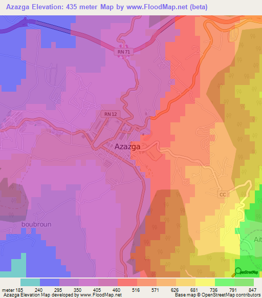 Azazga,Algeria Elevation Map