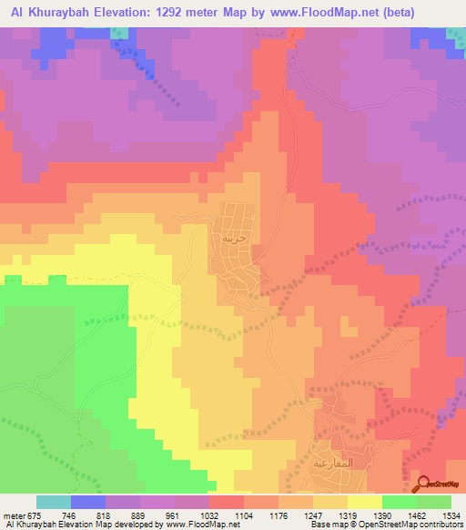 Al Khuraybah,Jordan Elevation Map