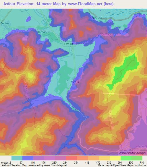 Asfour,Algeria Elevation Map