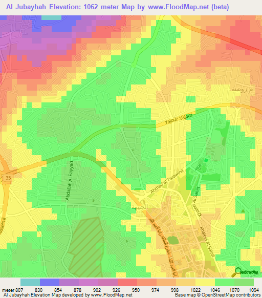 Al Jubayhah,Jordan Elevation Map