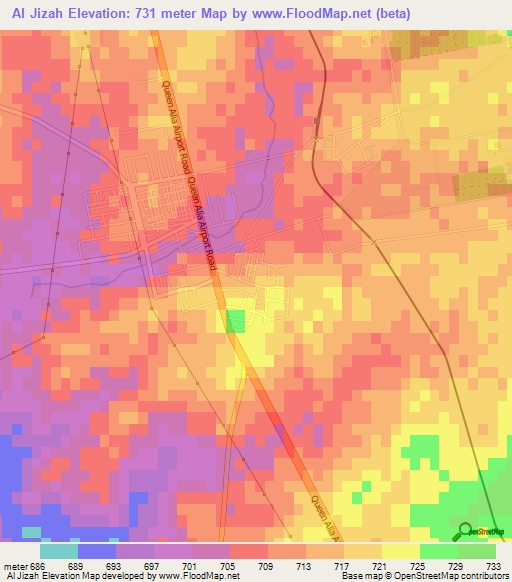 Al Jizah,Jordan Elevation Map
