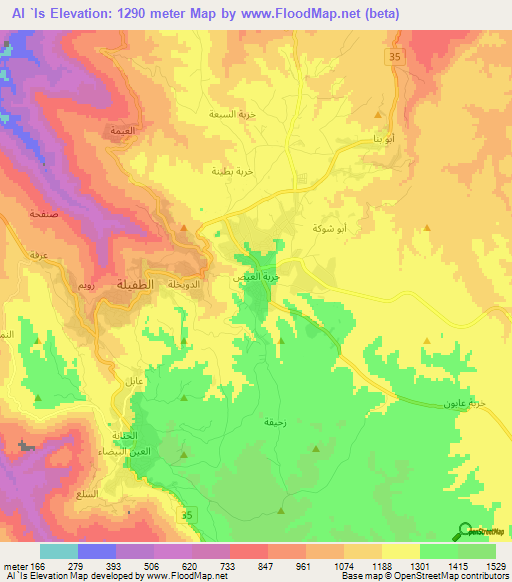 Al `Is,Jordan Elevation Map