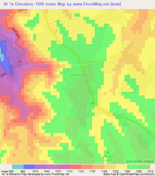 Al `Is,Jordan Elevation Map