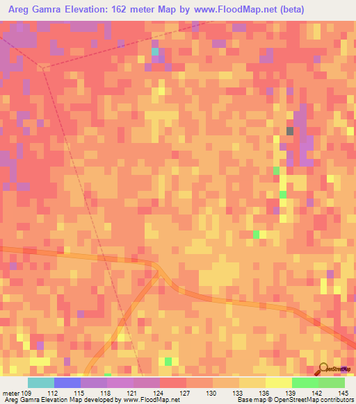 Areg Gamra,Algeria Elevation Map