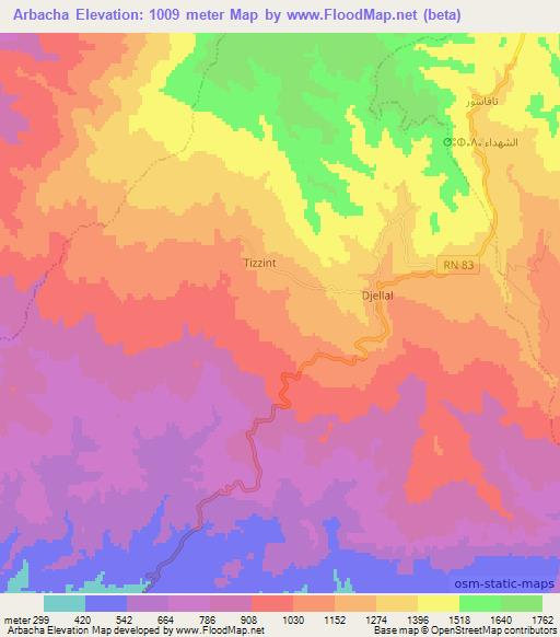 Arbacha,Algeria Elevation Map